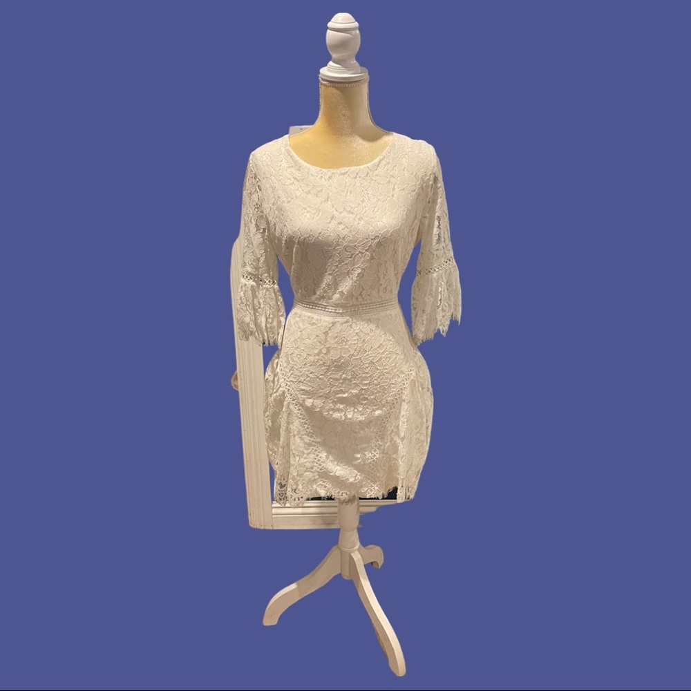 Elegant & Romantic white lace dress.